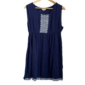 Exist Boho Embroidered Sleeveless Blue Dress
